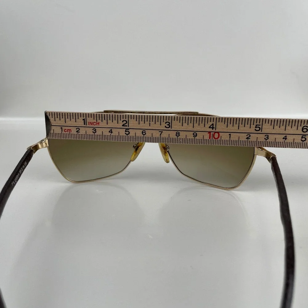 Modern Amusement Aviator Sunglasses Gradient 7s Gold/Brown Leather Y2K 59-14-130
